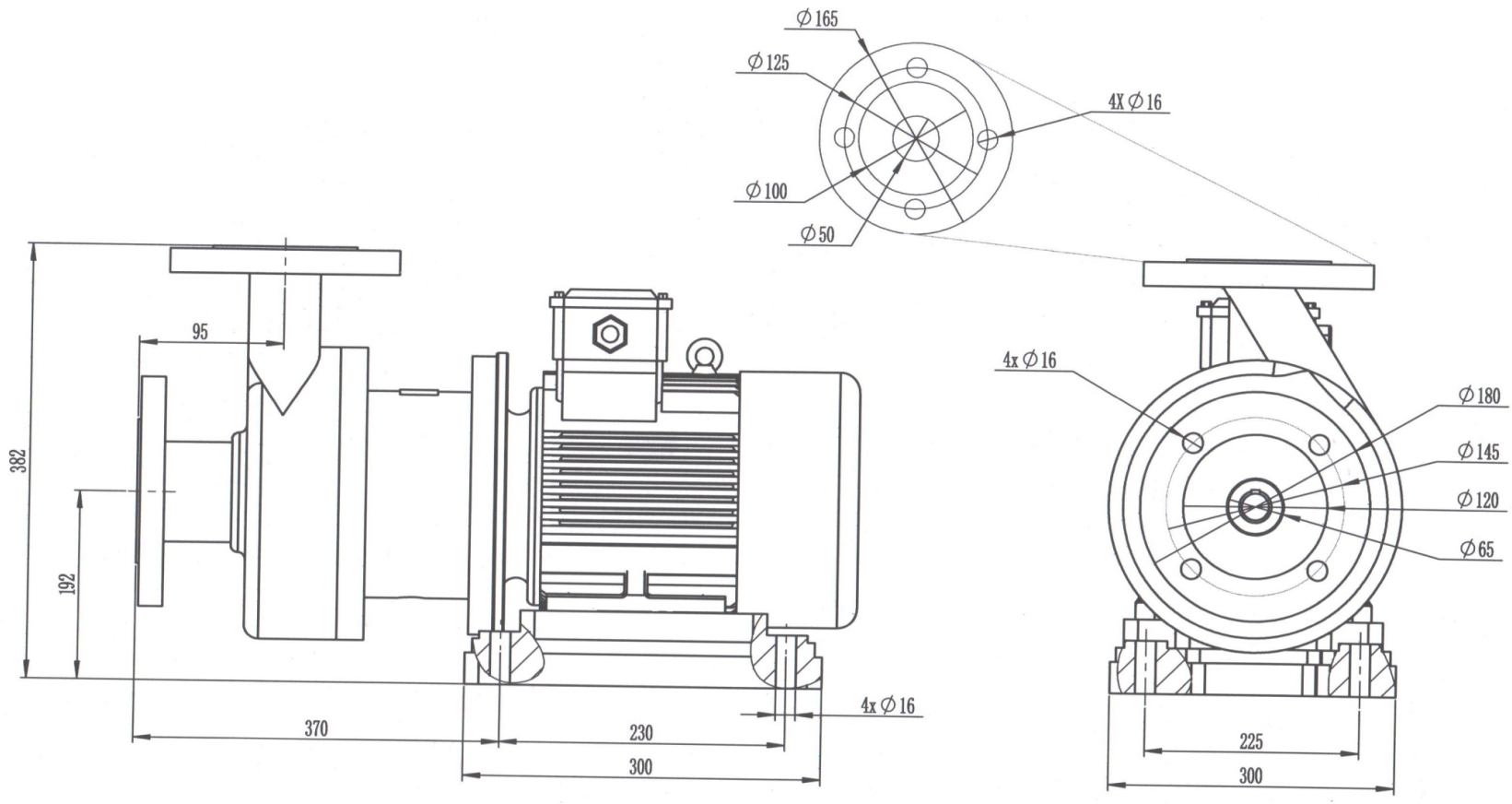 Габаритный чертеж насоса ZY Technology S65x50-25