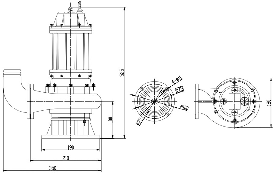 Габаритный чертеж модели 25WQH-5-18-1.1