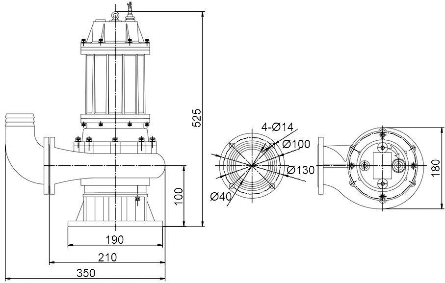Габаритный чертеж модели 40WQH-7-18-1.1