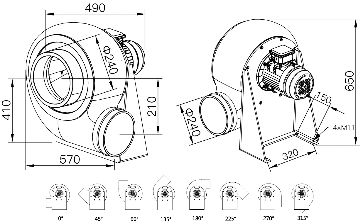 Габаритный чертеж модели MPC-F2S-250
