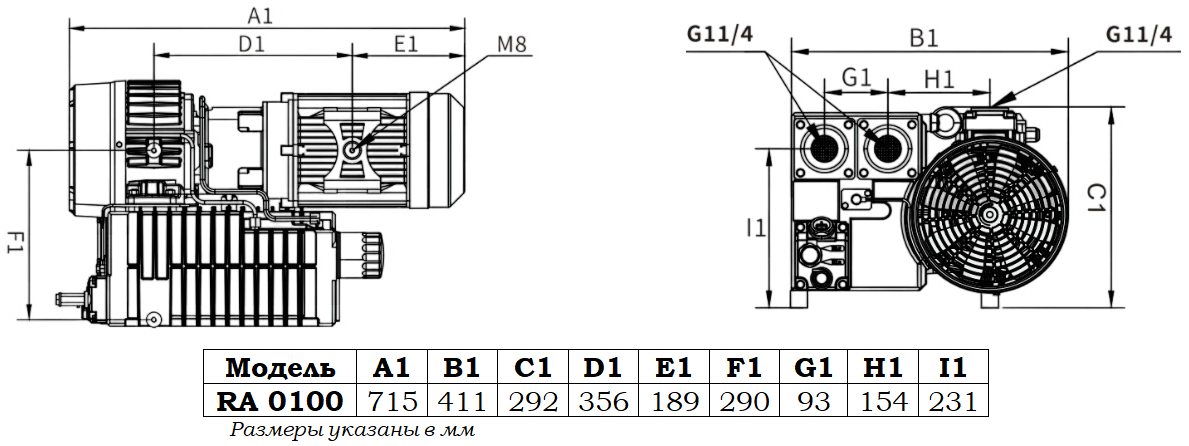 Габаритный чертеж модели Zenova RA 0100