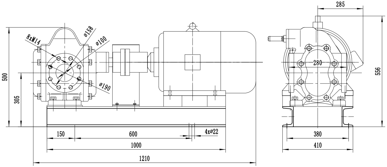 Габаритный чертеж насоса KCB-A 633-CCM/0.8/6/C
