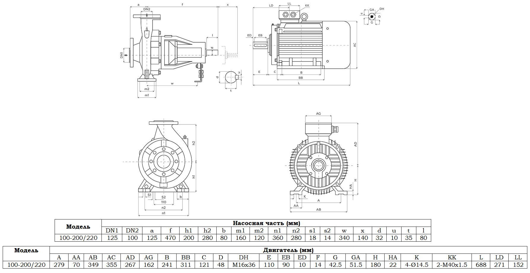 Габаритный чертеж модели Zenova SENSA 100-200/220