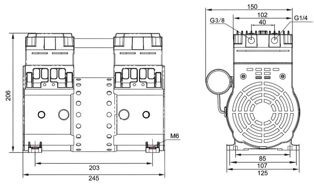 Габаритный чертеж модели RP-2000H-220