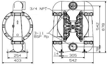 Габаритный чертеж насоса BA80AL-0991-A