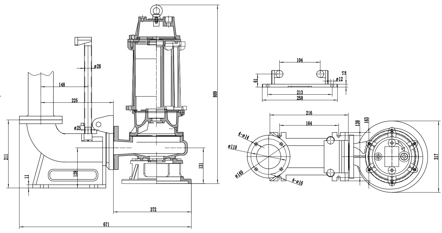 Габаритный чертеж модели Fancy 50WQ20-55-11/2