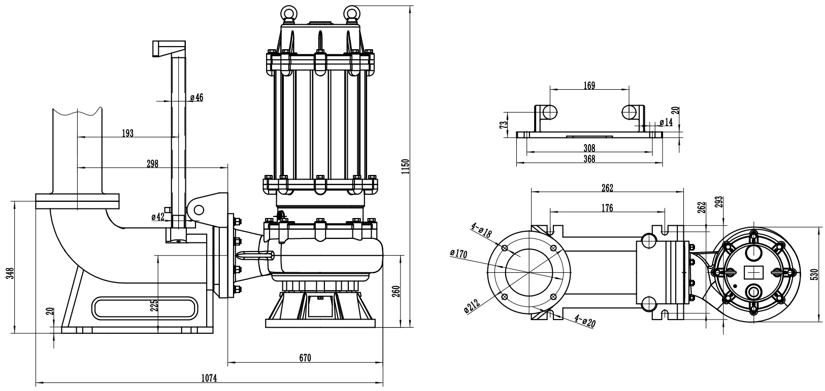 Габаритный чертеж модели Fancy 100WQ100-45-30/4