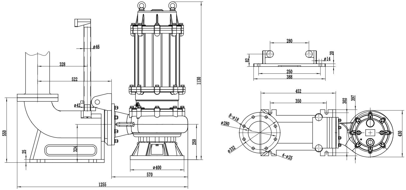 Габаритный чертеж модели Fancy 200WQ300-16-22/4