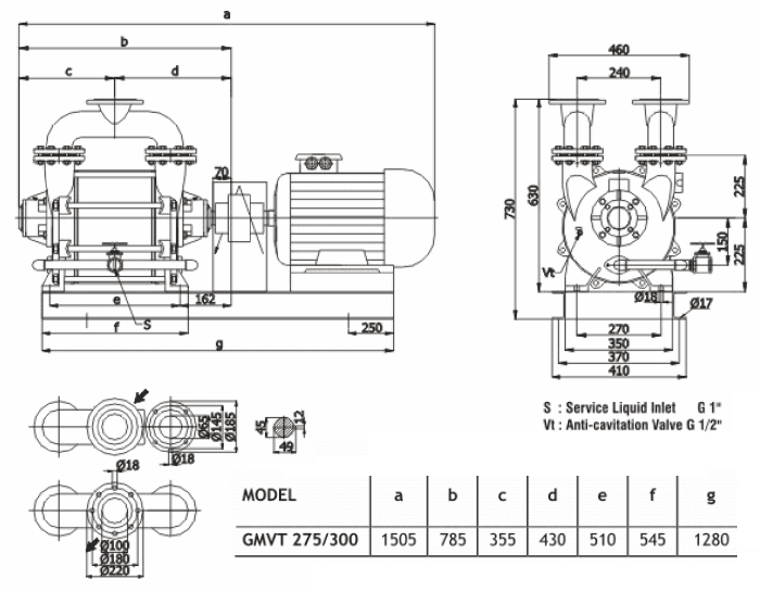 Габаритный чертеж насоса Ангара GMVT 275/300