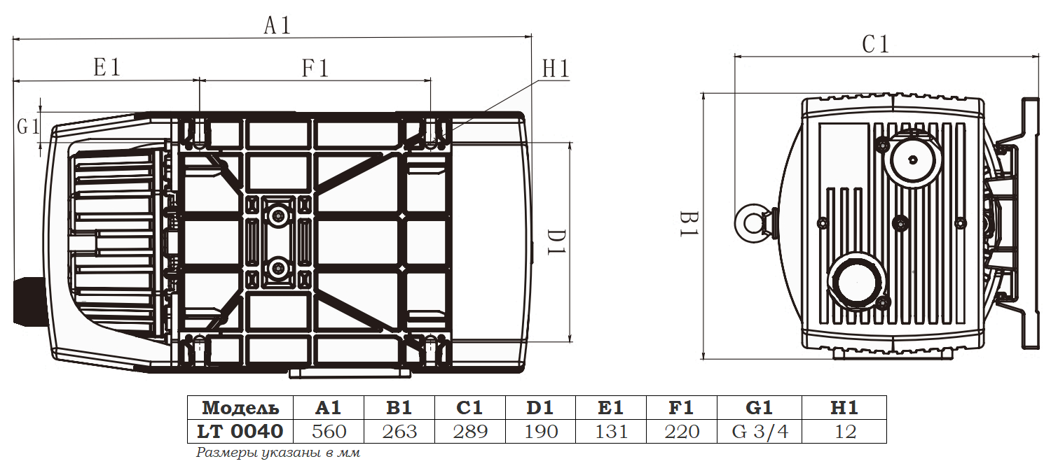 Габаритный чертеж модели Vetlan LT 0040_380