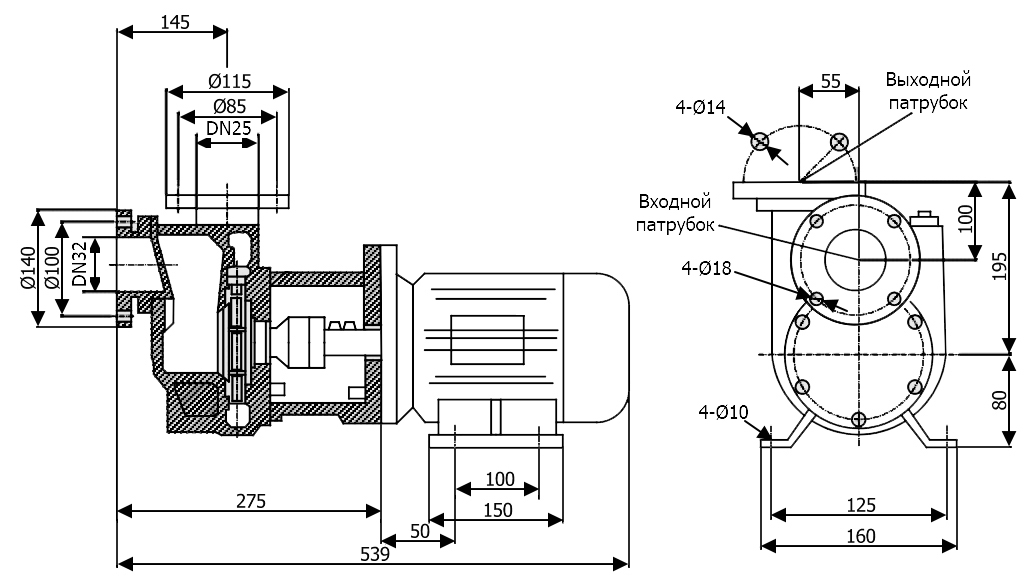 Габаритный чертеж модели Vetlan 32SPP-11