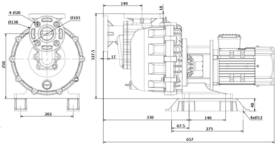 Габаритный чертеж модели ZY Technology FRSP-40012