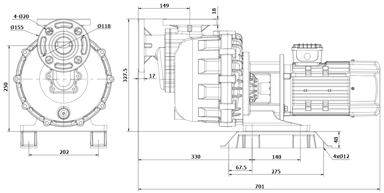 Габаритный чертеж модели ZY Technology FRSP-50032