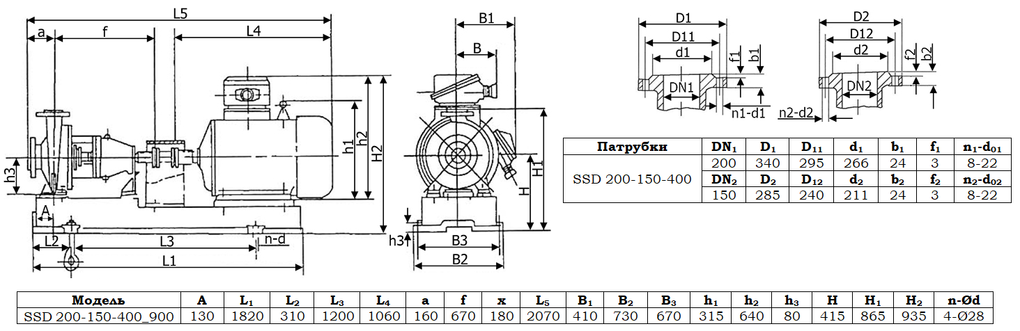 Габаритный чертеж модели Vetlan SSD 200-150-400_900