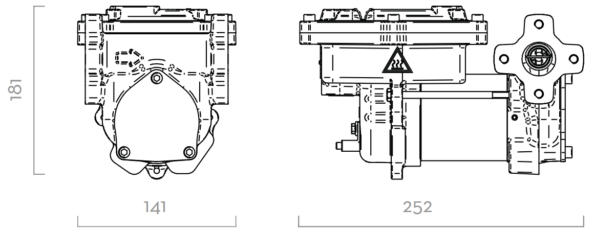 Габаритный чертеж насоса Piusi EX50 12V DC ATEX