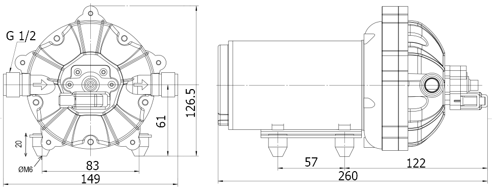 Габаритный чертеж модели Zenova DP-70-220V