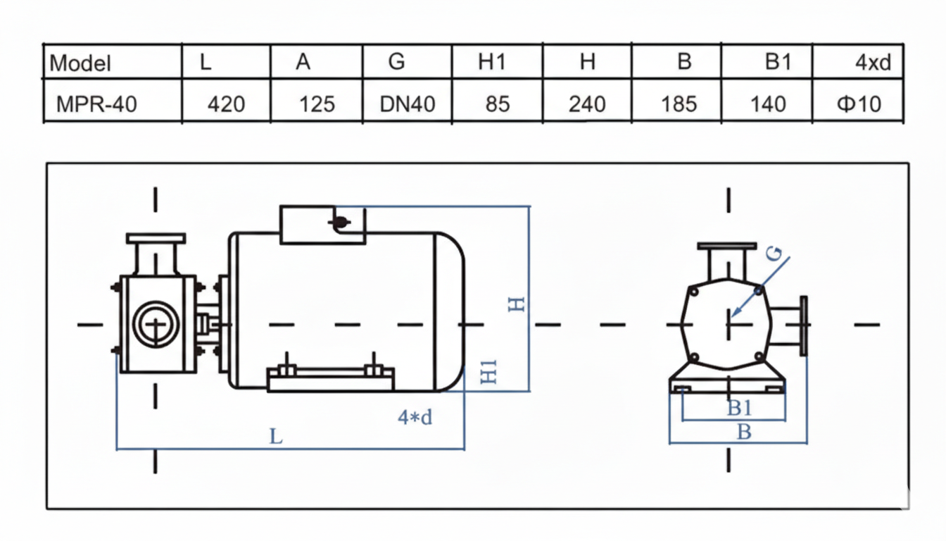 Габаритный чертеж модели MPR-40N_220