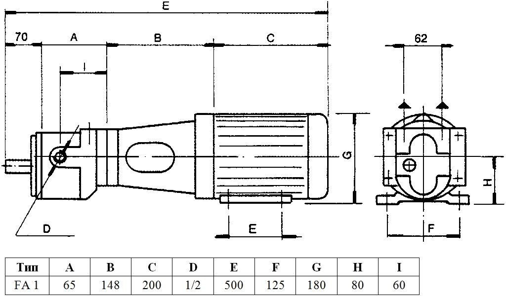 Габаритный чертеж насоса Fraccarolo FAM/1
