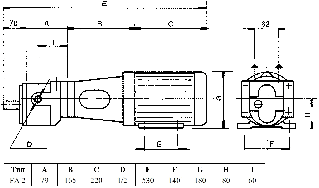 Габаритный чертеж насоса Fraccarolo FAM/2