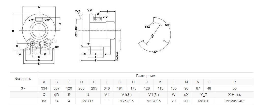 Габаритный чертеж модели GreenTech GL 210-27