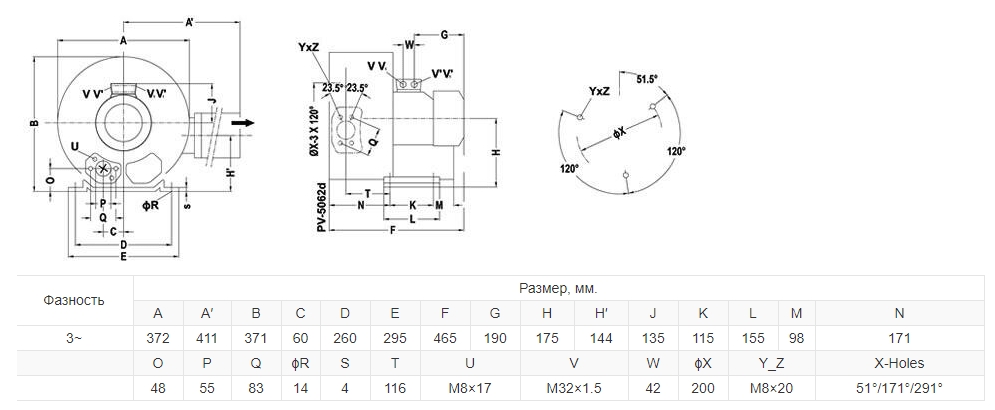 Габаритный чертеж модели GreenTech GL 230-41