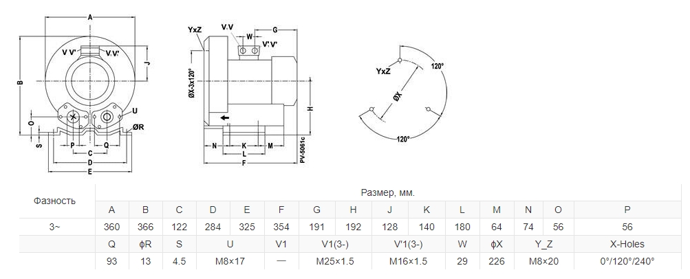 Габаритный чертеж модели GreenTech GL 265-22