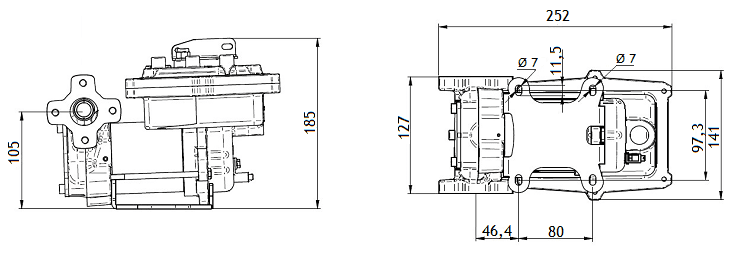 Габаритный чертеж насоса Piusi Drum-EX50 230V ATEX
