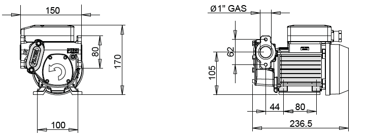 Габаритный чертеж насоса Piusi Drum Panther 56