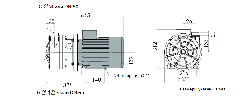Габаритный чертеж насоса Debem MB 160