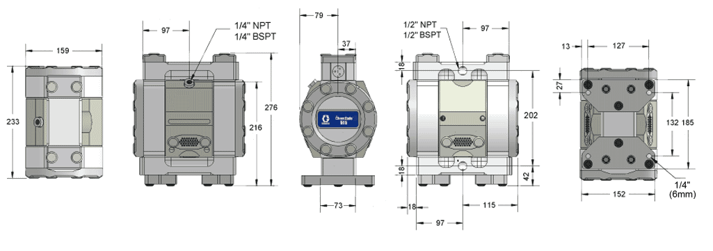 Габаритный чертеж насоса Graco CHEMSAFE 515PT