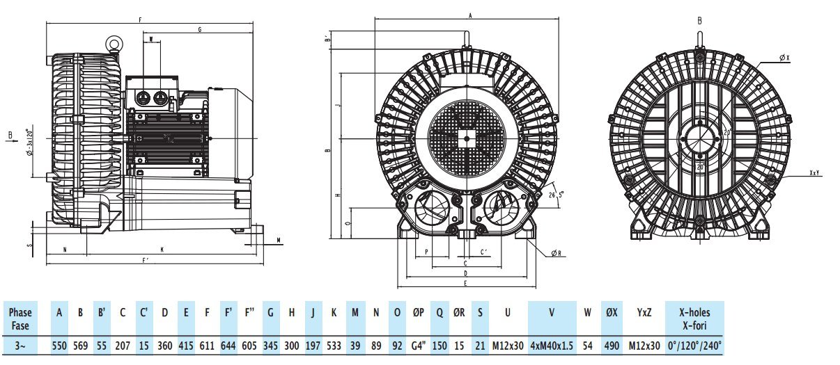 Габаритный чертеж воздуходувки Zenova 2RB 910-185