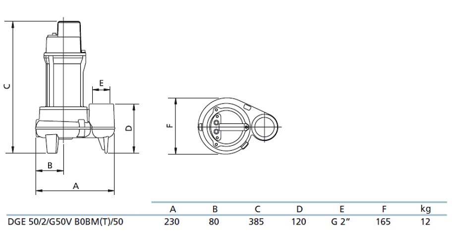 Габаритный чертеж насоса Zenit DGE 50/2/G50V B0BM5