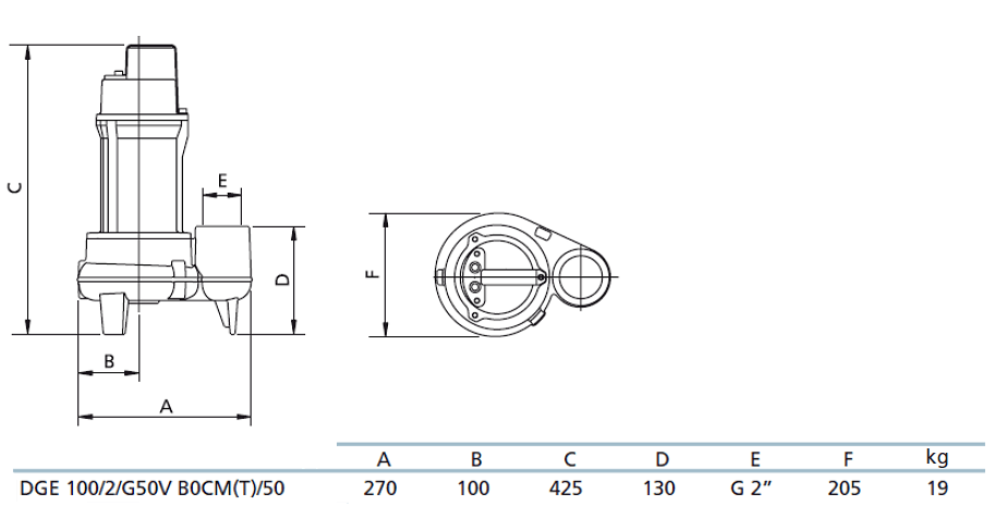 Габаритный чертеж насоса Zenit DGE 100/2/G50V B0CT5