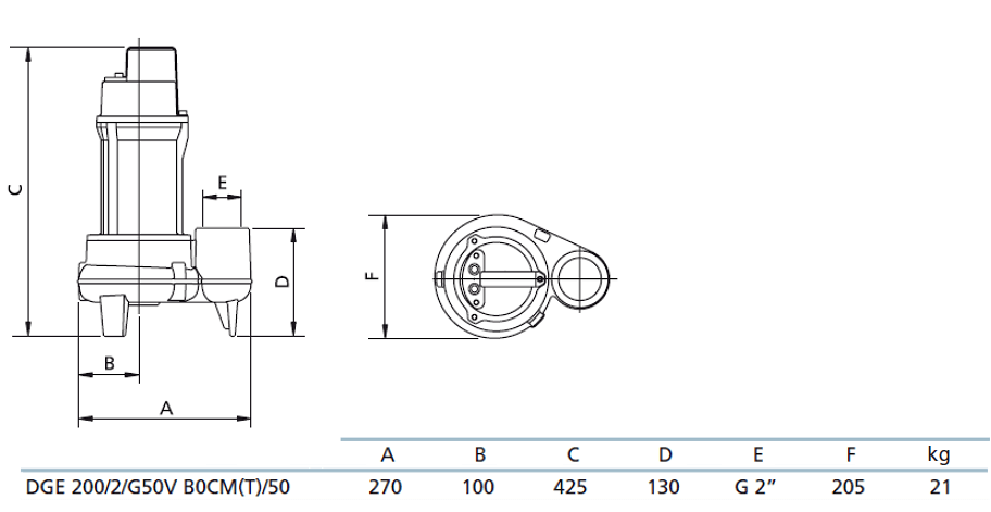 Габаритный чертеж насоса Zenit DGE 200/2/G50V B0CM5