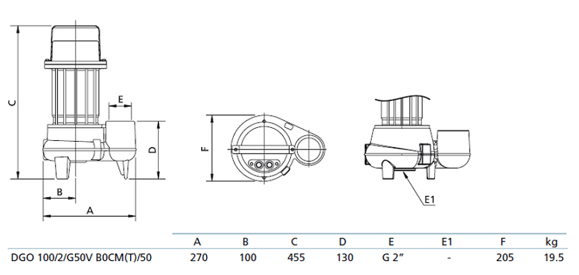 Габаритный чертеж насоса Zenit DGO 100/2/G50V B0CM5
