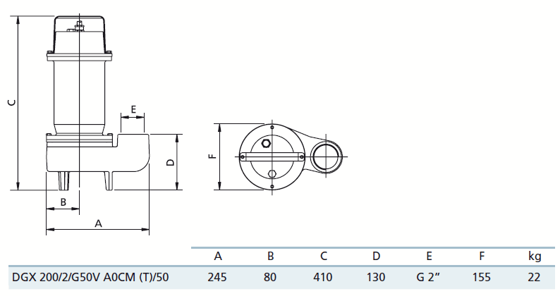 Габаритный чертеж насоса Zenit DGX 200/2/G50V A0CM5