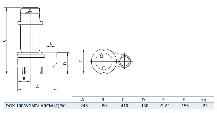 Габаритный чертеж насоса Zenit DGX 100/2/G50V A0CM5