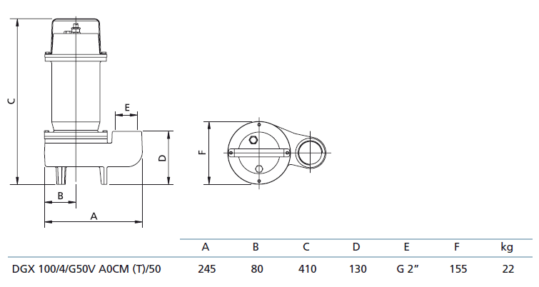 Габаритный чертеж насоса Zenit DGX 100/4/G50V A0CT5
