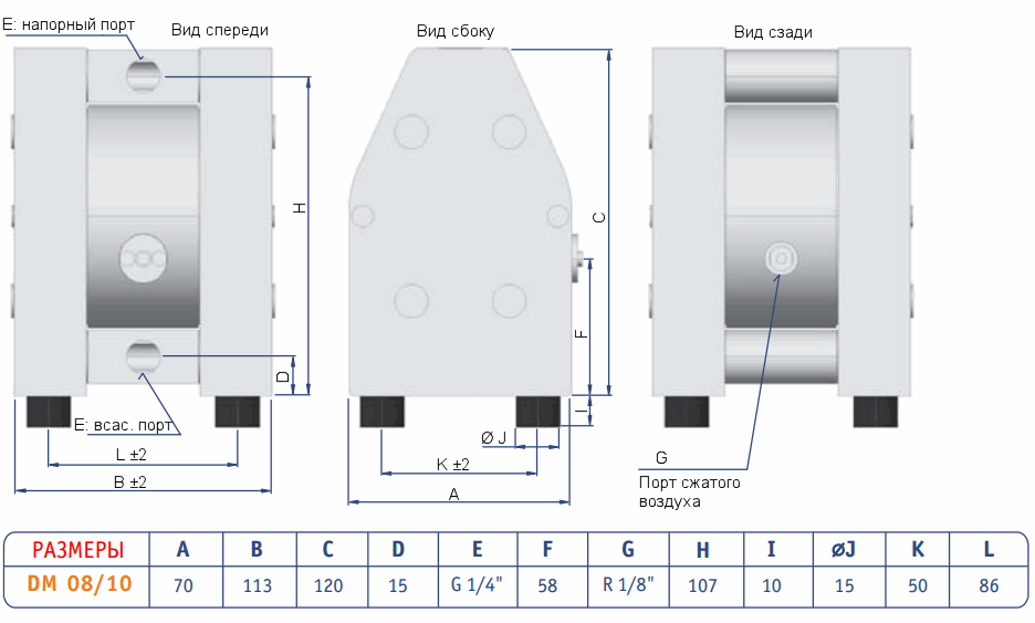 Габаритный чертеж насоса Dellmeco DM 08/10
