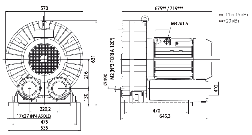 Габаритный чертеж воздуходувки Esam UNIJET 1000_11