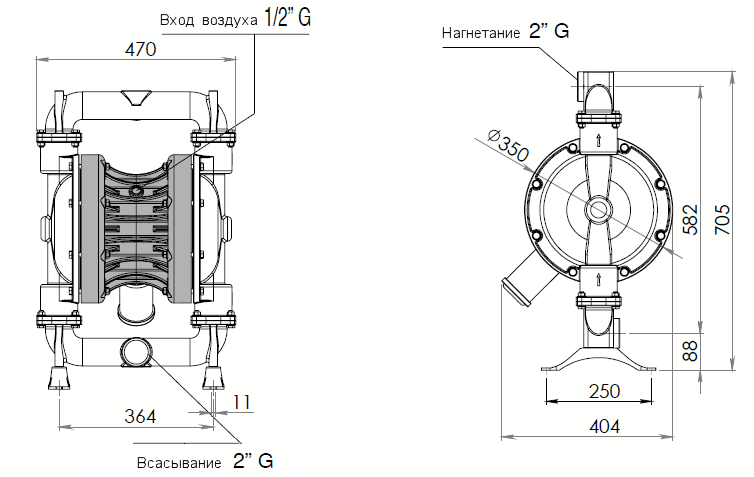 Габаритный чертеж насоса Debem BOXER 502-A