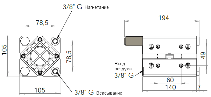 Габаритный чертеж насоса Debem CUBIC 15-P