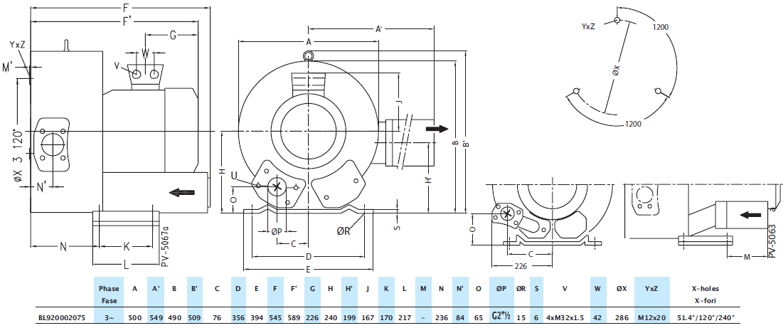 Габаритный чертеж воздуходувки Seko BL920002075