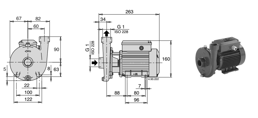 Габаритный чертеж насоса Calpeda C 20E
