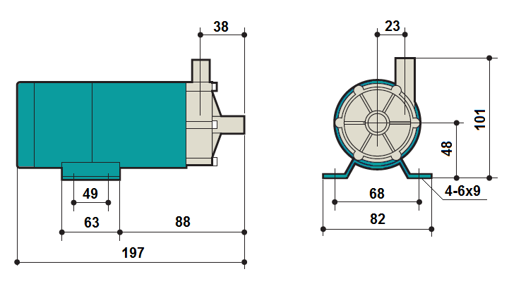 Габаритный чертеж насоса Zenova MDP-15RM-SS-220