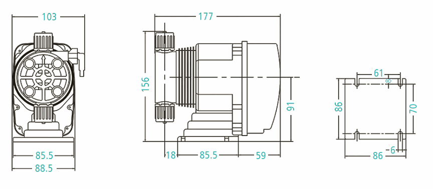 Габаритный чертеж насоса ArkDose DFD-02-20-HX