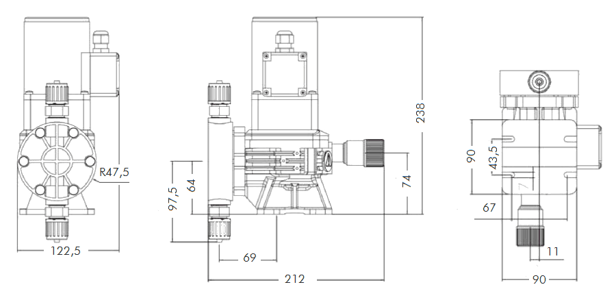 Габаритный чертеж насоса Arkdose E120-02-380