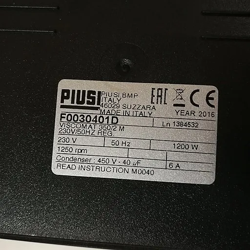 Шильдик насоса Piusi Viscomat 350/2 M Gear