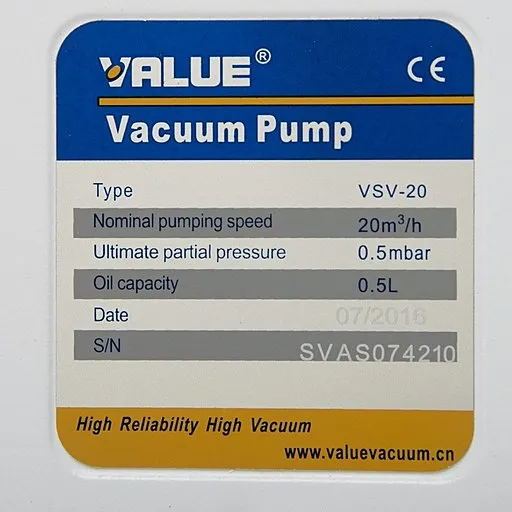 Шильдик насоса Value VSV-020_220
