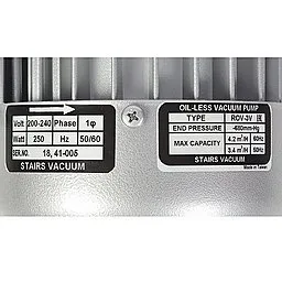 Шильдик безмасляного вакуумного насоса Stairs Vacuum ROV-3V_220